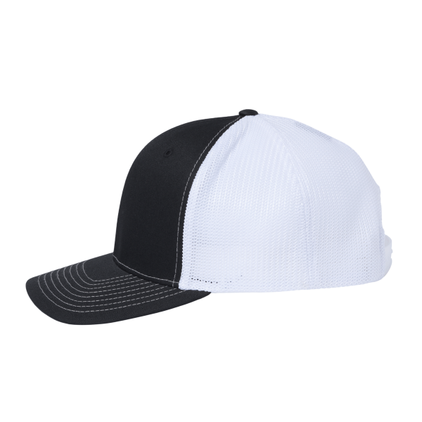 Richardson 112+ R-Flex Adjustable Trucker Cap, Black / White, Left Side view