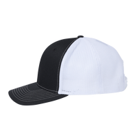 Richardson 112+ R-Flex Adjustable Trucker Cap, Black / White, Left Side view
