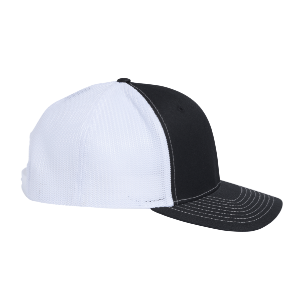 Richardson 112+ R-Flex Adjustable Trucker Cap, Black / White, Right Side view