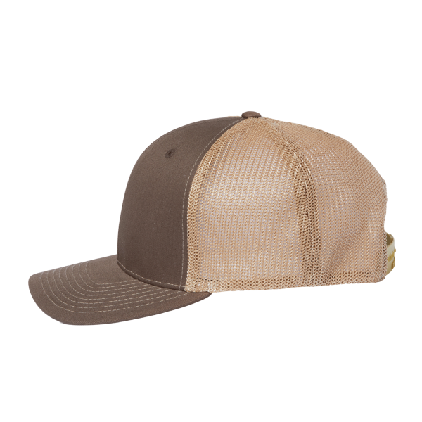Richardson 112+ R-Flex Adjustable Trucker Cap, Brown / Khaki, Left Side view