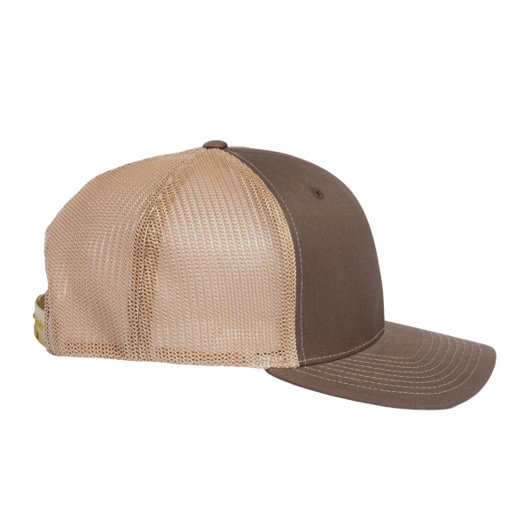 Richardson 112+ R-Flex Adjustable Trucker Cap, Brown / Khaki, Right Side view
