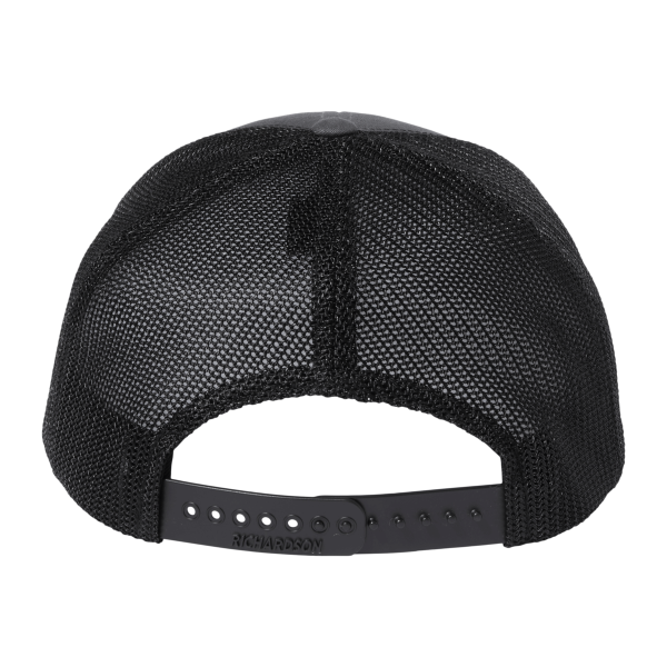 Richardson 112+ R-Flex Adjustable Trucker Cap, Charcoal / Black, Back view