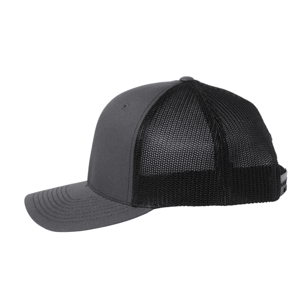 Richardson 112+ R-Flex Adjustable Trucker Cap, Charcoal / Black, Left Side view