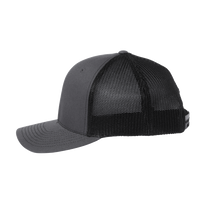 Richardson 112+ R-Flex Adjustable Trucker Cap, Charcoal / Black, Left Side view