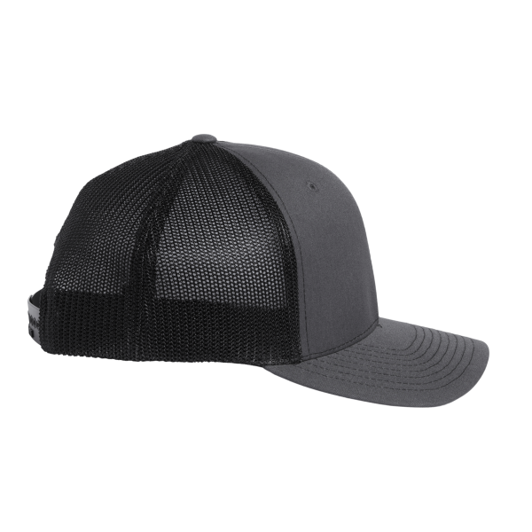 Richardson 112+ R-Flex Adjustable Trucker Cap, Charcoal / Black, Right Side view