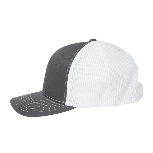 Richardson 112+ R-Flex Adjustable Trucker Cap, Charcoal / White, Left Side view