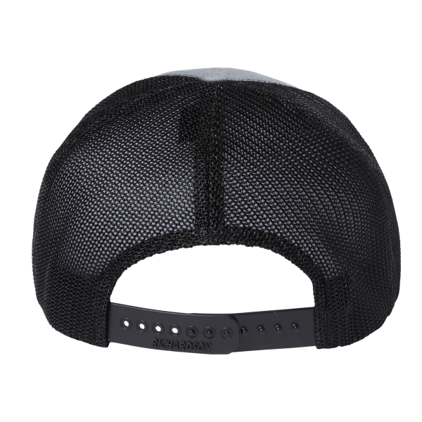 Richardson 112+ R-Flex Adjustable Trucker Cap, Heather Grey / Black, Back view