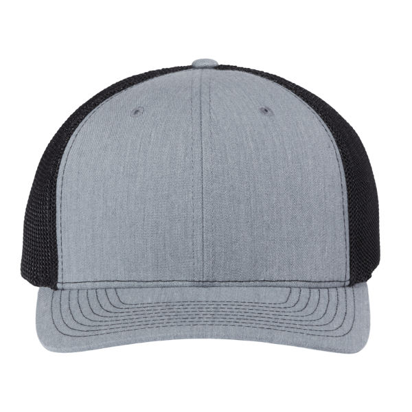 Richardson 112+ R-Flex Adjustable Trucker Cap, Heather Grey / Black, Front view