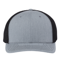 Richardson 112+ R-Flex Adjustable Trucker Cap, Heather Grey / Black, Front view