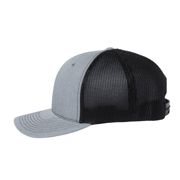 Richardson 112+ R-Flex Adjustable Trucker Cap, Heather Grey / Black, Left Side view