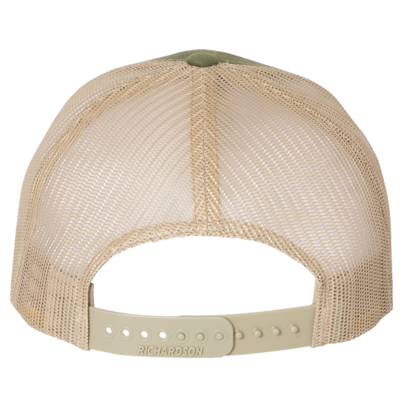 Richardson Five-Panel Trucker Cap, Army Olive Green / Tan / Tan, Back view