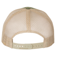 Richardson Five-Panel Trucker Cap, Army Olive Green / Tan / Tan, Back view