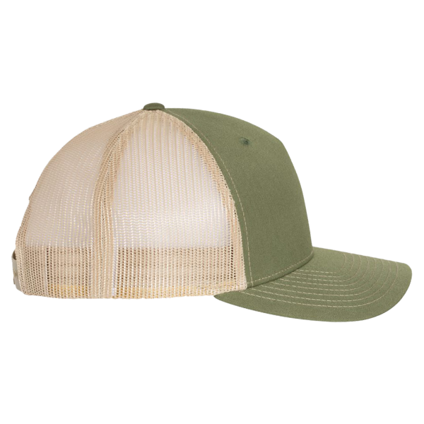 Richardson Five-Panel Trucker Cap, Army Olive Green / Tan / Tan, Right Side view