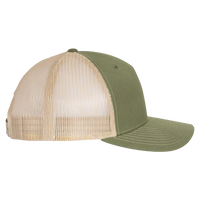 Richardson Five-Panel Trucker Cap, Army Olive Green / Tan / Tan, Right Side view