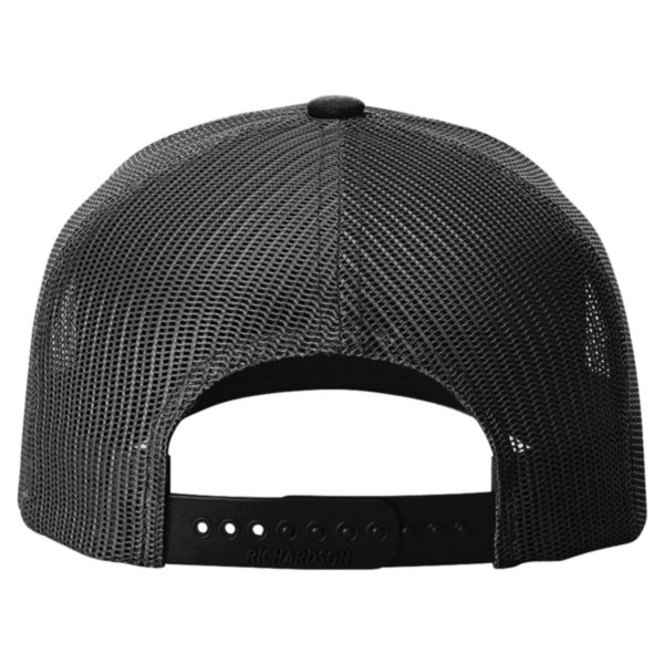 Richardson Five-Panel Trucker Cap, Black / Black / Black, Back view