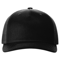 Richardson Five-Panel Trucker Cap, Black / Black / Black, Front view