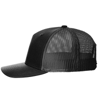 Richardson Five-Panel Trucker Cap, Black / Black / Black, Left Side view