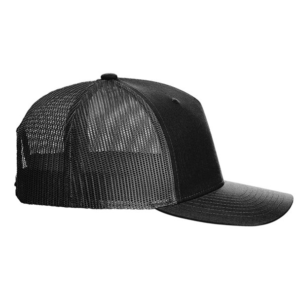 Richardson Five-Panel Trucker Cap, Black / Black / Black, Right Side view