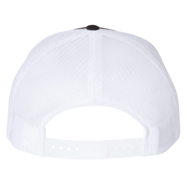 Richardson Five-Panel Trucker Cap, Black / White / White, Back view