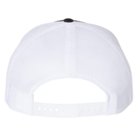Richardson Five-Panel Trucker Cap, Black / White / White, Back view