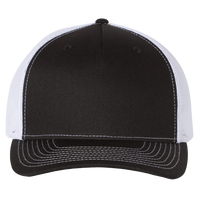 Richardson Five-Panel Trucker Cap, Black / White / White, Front view