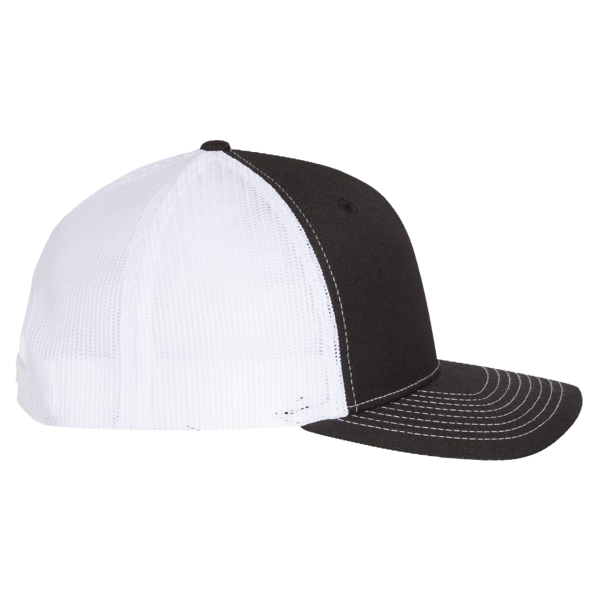 Richardson Five-Panel Trucker Cap, Black / White / White, Right Side view