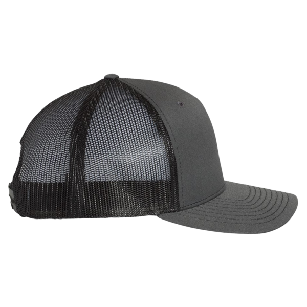 Richardson Five-Panel Trucker Cap, Charcoal / Black / Black, Right Side view
