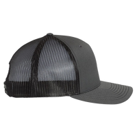 Richardson Five-Panel Trucker Cap, Charcoal / Black / Black, Right Side view