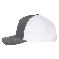 Richardson Five-Panel Trucker Cap, Charcoal / White / White, Left Side view