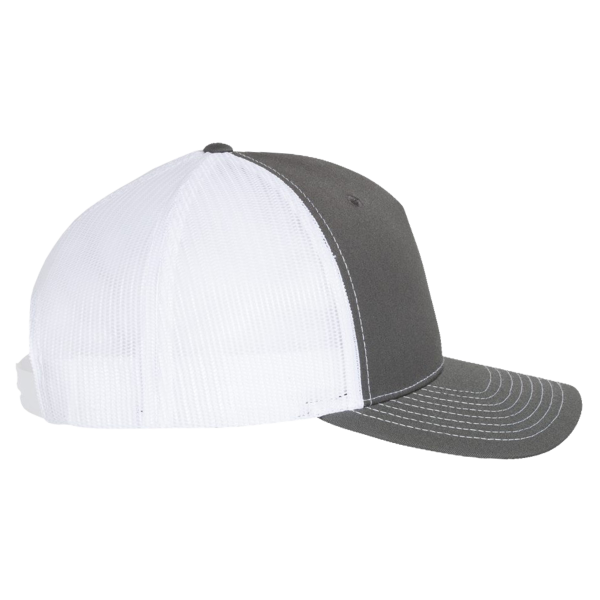 Richardson Five-Panel Trucker Cap, Charcoal / White / White, Right Side view