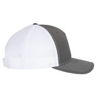 Richardson Five-Panel Trucker Cap, Charcoal / White / White, Right Side view