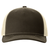 Richardson Five-Panel Trucker Cap, Chocolate Chip / Birch / Birch, Front view