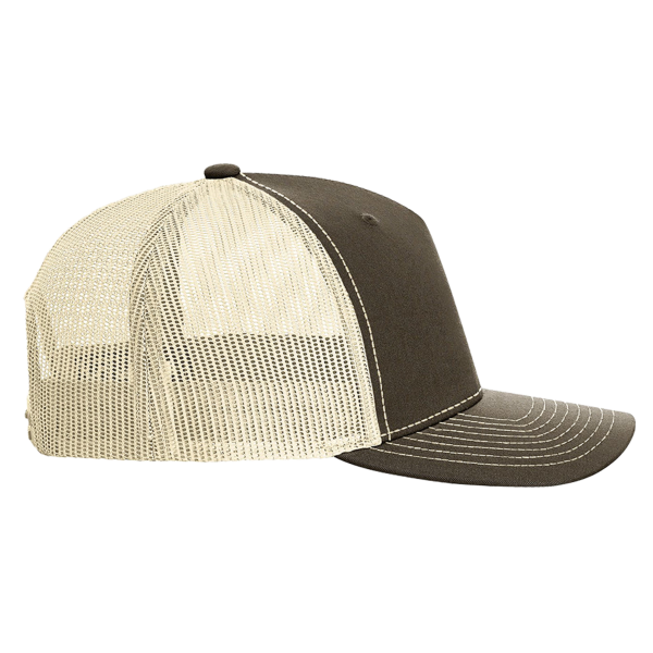 Richardson Five-Panel Trucker Cap, Chocolate Chip / Birch / Birch, Right Side view