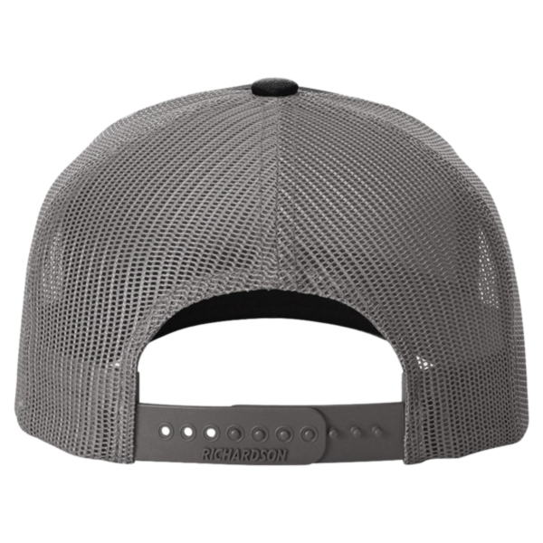 Richardson Five-Panel Trucker with Rope Cap, Black / Charcoal, Back view
