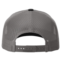 Richardson Five-Panel Trucker with Rope Cap, Black / Charcoal, Back view