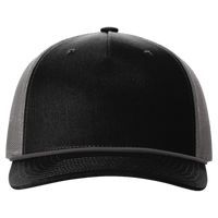 Richardson Five-Panel Trucker with Rope Cap, Black / Charcoal, Front view