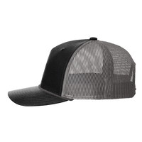 Richardson Five-Panel Trucker with Rope Cap, Black / Charcoal, Left Side view