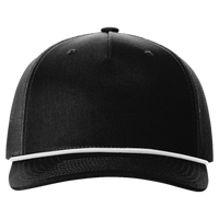 Richardson Five-Panel Trucker with Rope Cap, Black / White, Front view