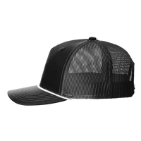 Richardson Five-Panel Trucker with Rope Cap, Black / White, Left Side view
