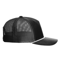 Richardson Five-Panel Trucker with Rope Cap, Black / White, Right Side view