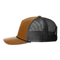 Richardson Five-Panel Trucker with Rope Cap, Caramel / Black, Left Side view
