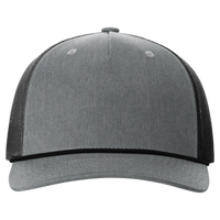 Richardson Five-Panel Trucker with Rope Cap, Heather Grey / Black, Front view
