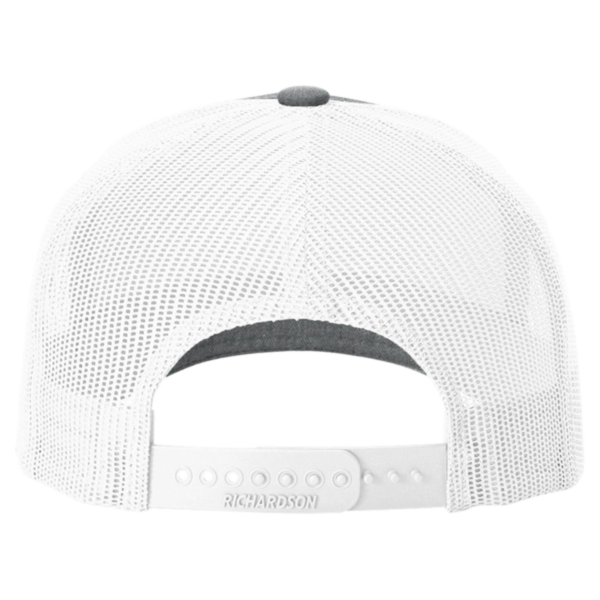 Richardson Five-Panel Trucker with Rope Cap, Heather Grey / White, Back view