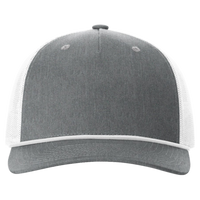 Richardson Five-Panel Trucker with Rope Cap, Heather Grey / White, Front view