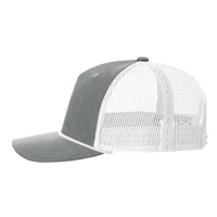 Richardson Five-Panel Trucker with Rope Cap, Heather Grey / White, Left Side view