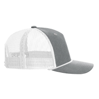 Richardson Five-Panel Trucker with Rope Cap, Heather Grey / White, Right Side view