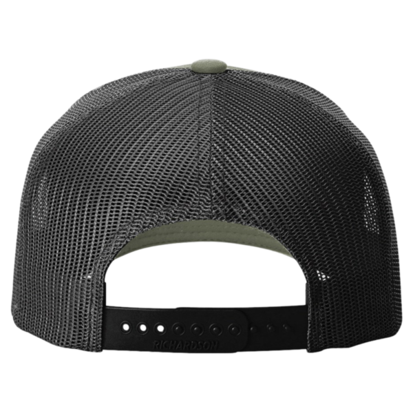 Richardson Five-Panel Trucker with Rope Cap, Loden Green / Black, Back view