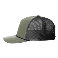 Richardson Five-Panel Trucker with Rope Cap, Loden Green / Black, Left Side view