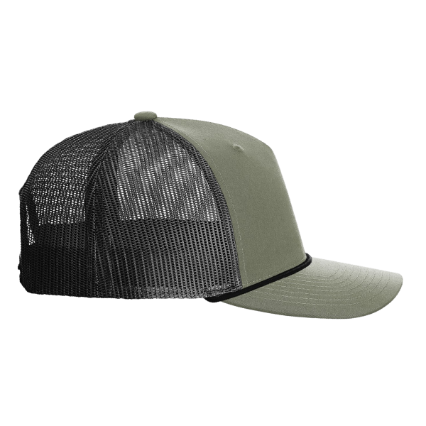 Richardson Five-Panel Trucker with Rope Cap, Loden Green / Black, Right Side view
