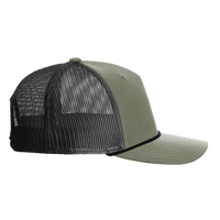 Richardson Five-Panel Trucker with Rope Cap, Loden Green / Black, Right Side view